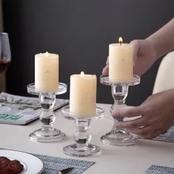 Clear Glass Candle Holder