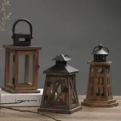 Vintage Wooden Candlestick For Hanging Lantern