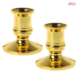 2pcs Plastic Gold Plated Candle Base Holder Pillar