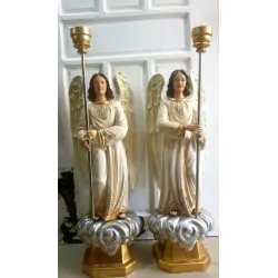 Amazing Pair of Angel Candelabra Candle Pillar