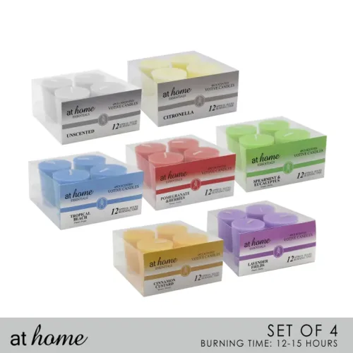 At Home Set of 4 12-15 hr Burning Time Scented Votive Candle