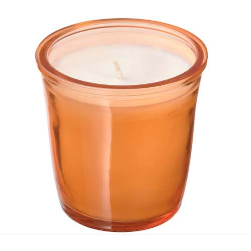 ASPSKOG Scented candle in glass, Spiced pumpkin/orange, 20 hr