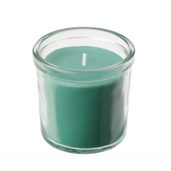 HEDERSAM Scented candle in glass, Fresh grass/light green, 20 hr